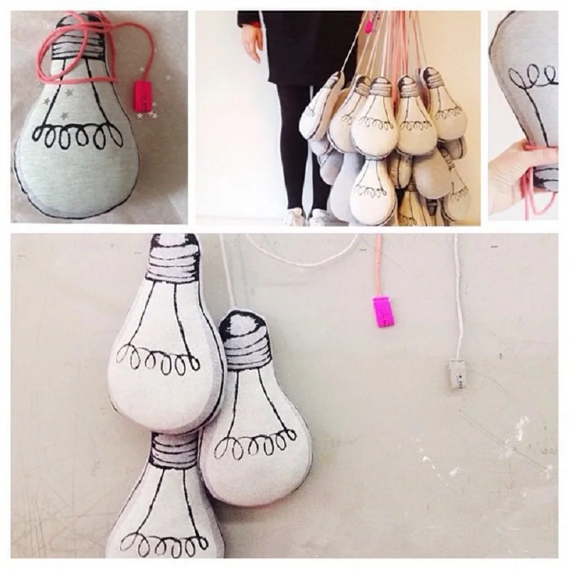 Горячая Распродажа плюшевая Милая лампочка Подушка светится в темноте каваи