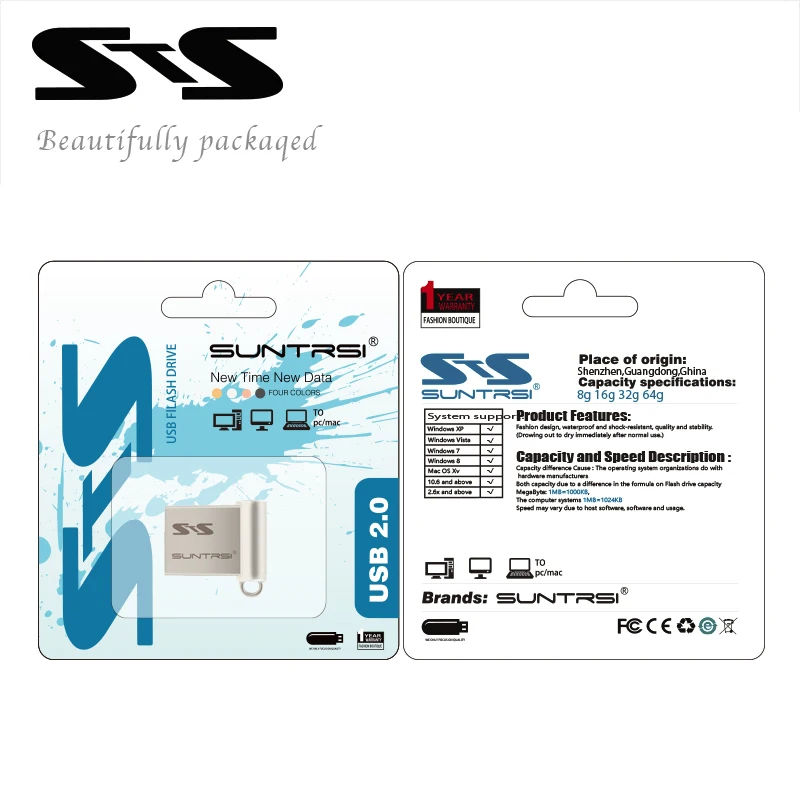 Suntrsi USB2.0 флеш-накопитель 64 г 32 16 Флешка высокоскоростная мини USB Портативная