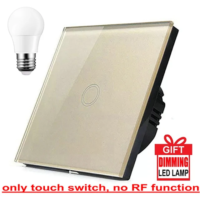 Switch and bulb Настенный светильник с сенсорным выключателем, 1 комплект, водонепроницаемая панель из закаленного стекла, настенный светильник s, стандарт ЕС, Великобритания - Цвет: Switch and bulb