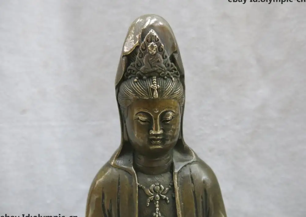 9 &quotвырезанная латунная фигурка из Китая медь буддизм Kwan yin скульптура Будды