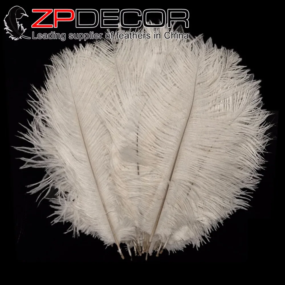 

ZPDECOR WHOLESALE 20-25cm(8-10inch) Good Quality 50pcs/lot Fantastic White Dyed Decoration Ostrich Feathers for Wedding