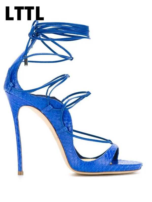 LTTL/Новинка сандалии-гладиаторы из кожи питона на шнуровке женские туфли