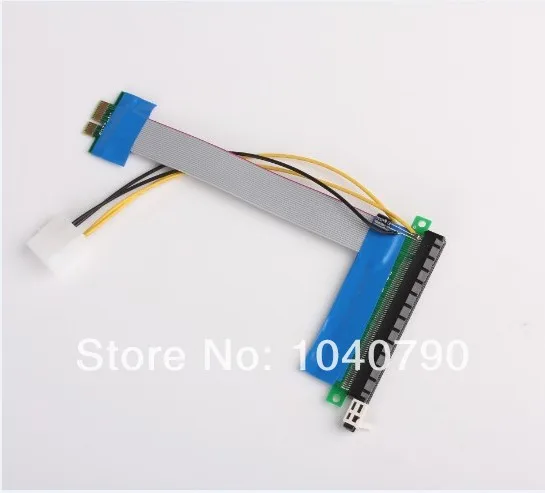 10 шт./лот PCI E Express 1X к X16 riser ленточный кабель с molex питания для биткоина miner/4 Pin