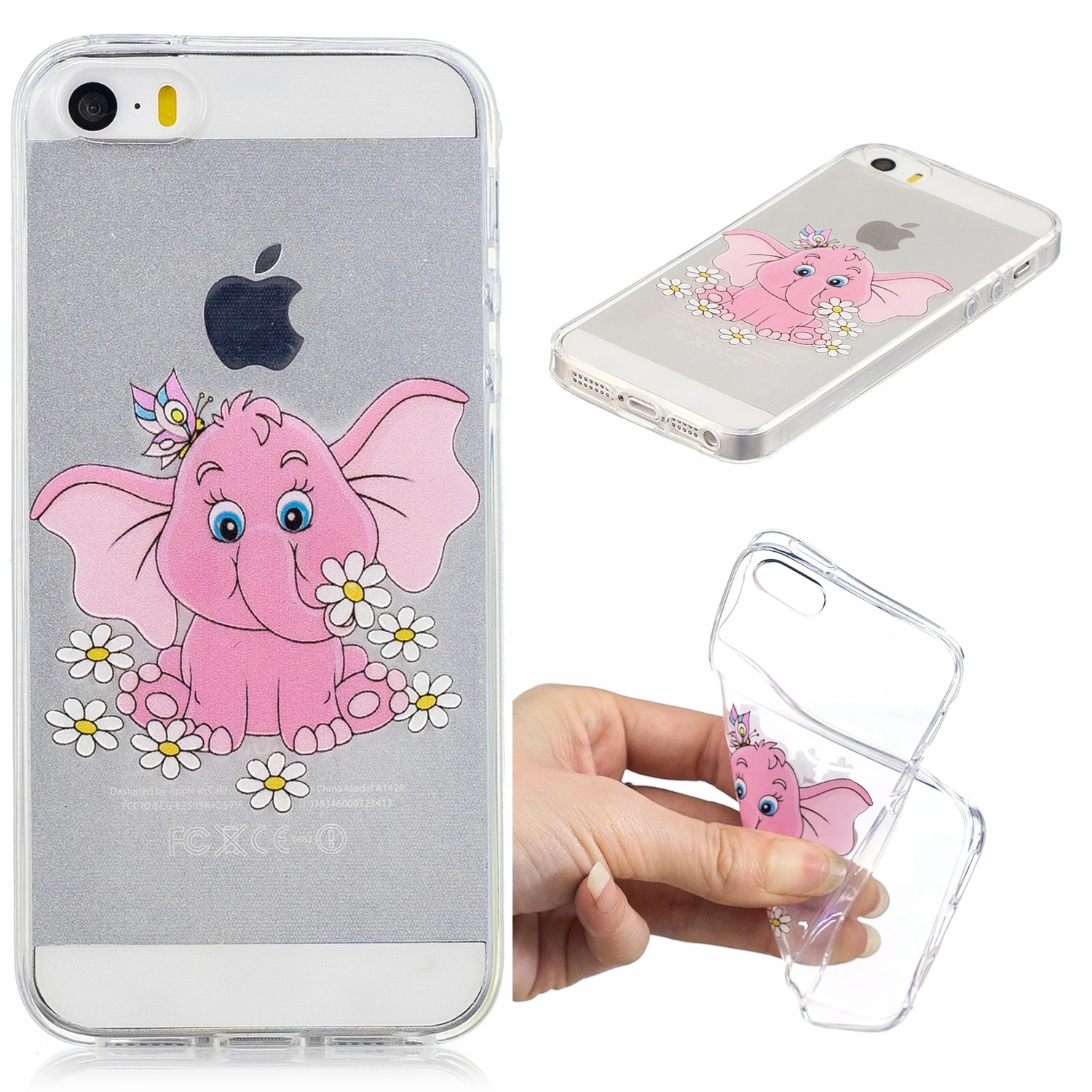 Для iPhone 5 S чехлы 5S se Цветы Силиконовые животные 3D узор милый Единорог ТПУ чехол