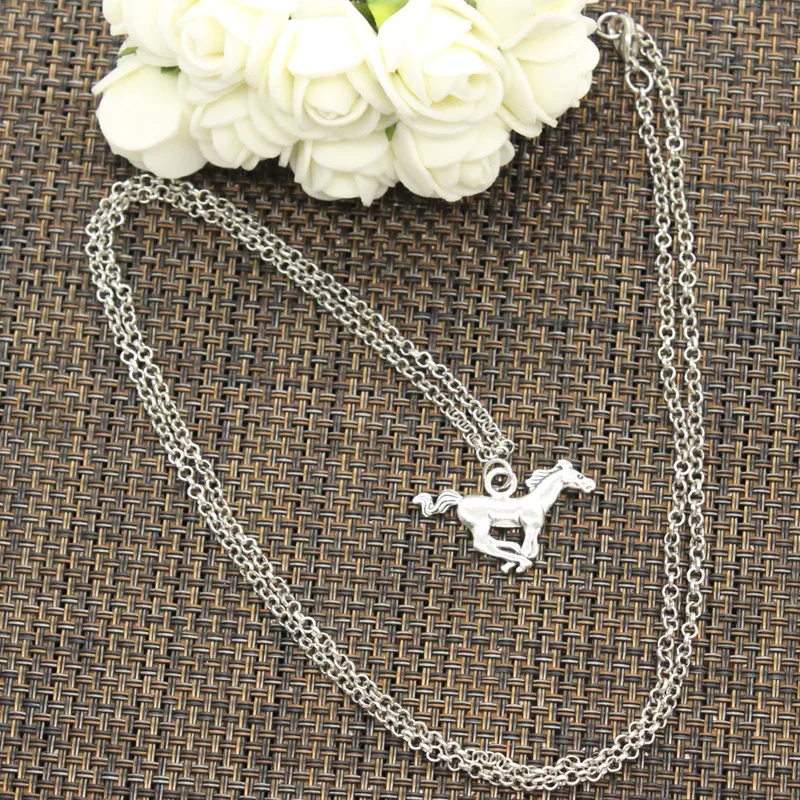New Fashion Running Horse Steed Pendants Round Cross Chain Short Long Mens Womens DIY Silver Color Necklace Jewelry Gift | Украшения и