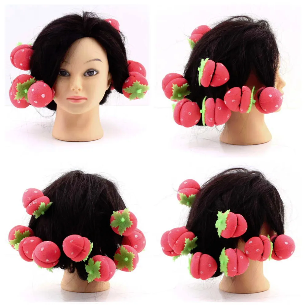 2020 hot hiar tool 12 pcs Rollers Curlers Strawberry Balls Hair Care Soft Sponge Lovely DIY Tool Wholesale MG08 | Красота и здоровье