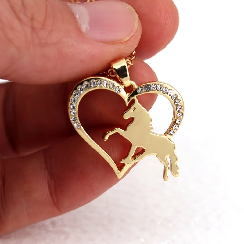 

hzew new running horse and heart pendant necklace animal necklaces gift