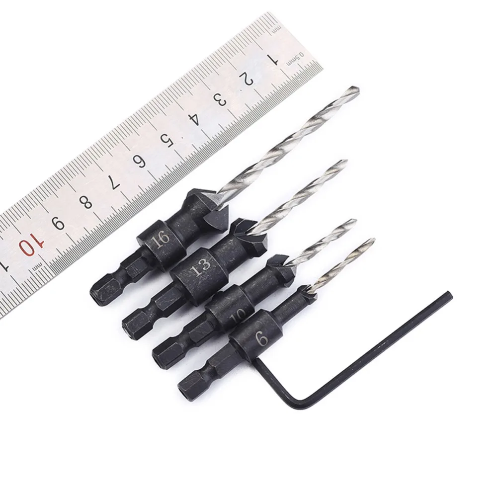 4 шт./компл. HSS 4241 винт зенковки набор сверл быстрое изменение шестигранный