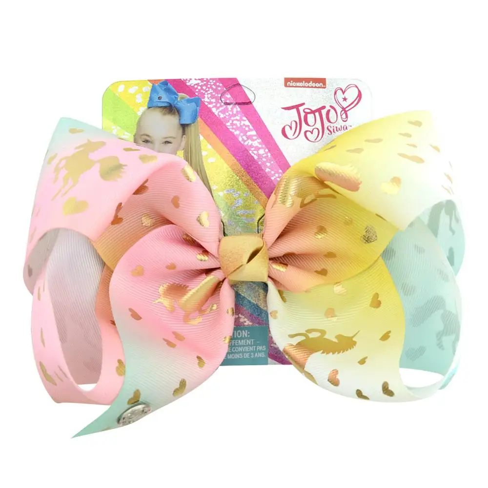 14 Jojo Siwa 8 дюймов ободок с большим бантом аксессуар ручной работы для детей Детская однотонная цветная лента со стразами банты заколки для волос для девочек - Цвет: 14
