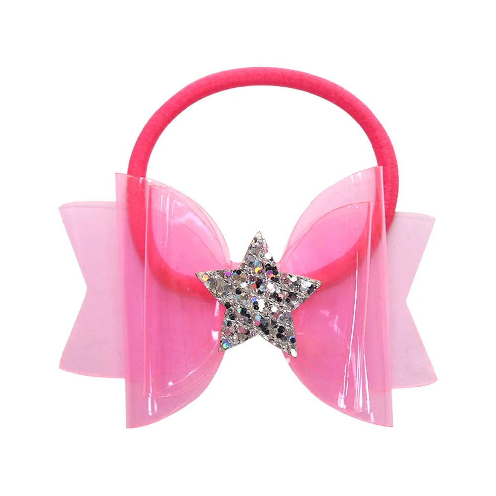 ncmama Small 3 Inch Jelly Bows for Girls with Hair Rubber Band Handmade Waterproof Swim/Pool Glitter Star Kids Headwear | Детская одежда