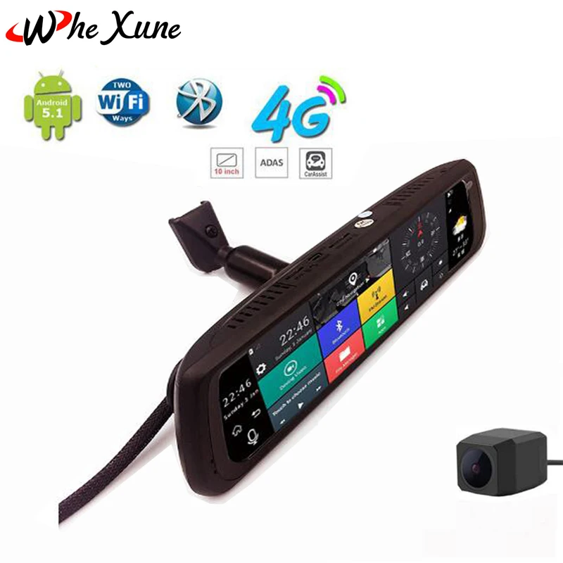 WHEXUNE Новый 10 &quotПолный сенсорный ips специальный 4G Автомобильный dvr камера Android