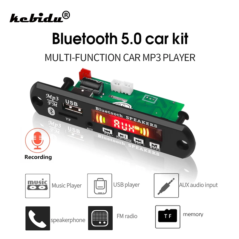 Беспроводной Bluetooth 5 0 MP3 WMA декодер плата в 12 В автомобильный аудио USB TF FM радио