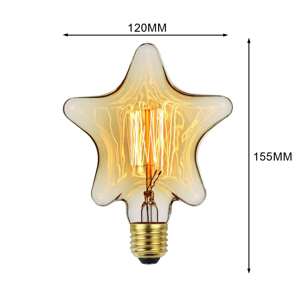 TIANFAN Edison Bulbs Vintage Light Bulb Star Shape Tungsten Filament Carbon 40W 220/240V E27 Decorative |