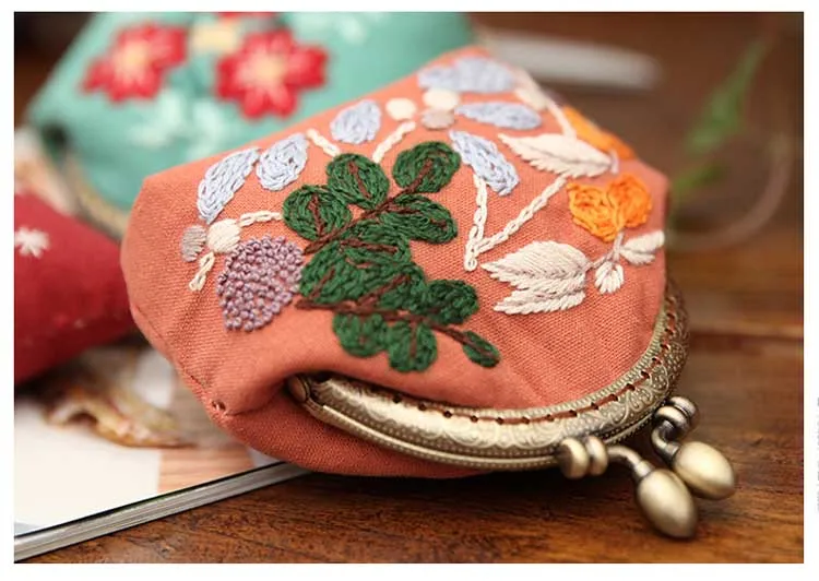 DIY Вышивка Цветы Сумка Сумочка Рукоделие Вышивка крестом комплект ручной работы Портмоне кошелек Портативный шитье Искусство ремесло подарки другу