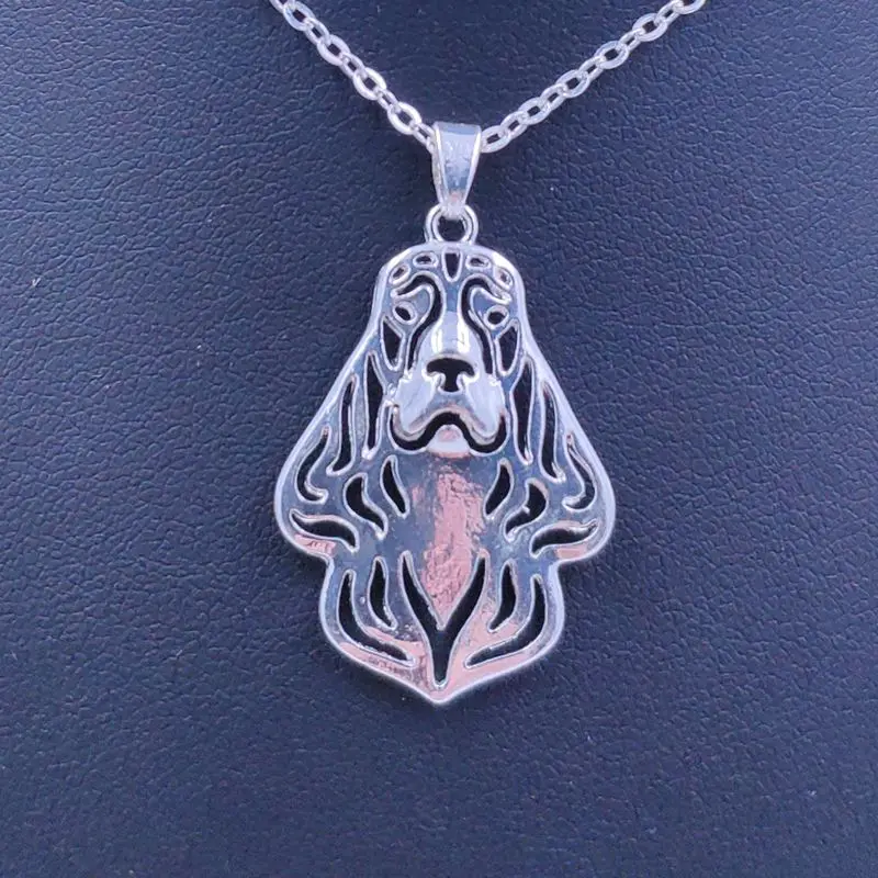 Новый милый кокер ожерелье со спаниелем собака животное кулон позолоченные серебряные украшения для женщин девочек детей AKC N084