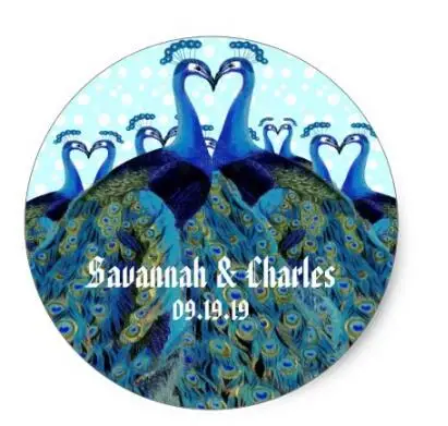 

1.5inch Vintage Peacocks Kissing Wedding Gifts Classic Round Sticker