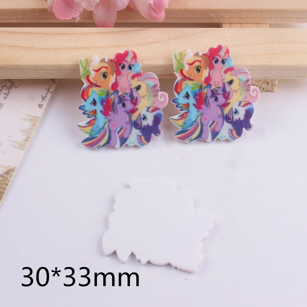 Каваи мультфильм единорог статуэтки миниатюрюры маленький пони ремесло плоская