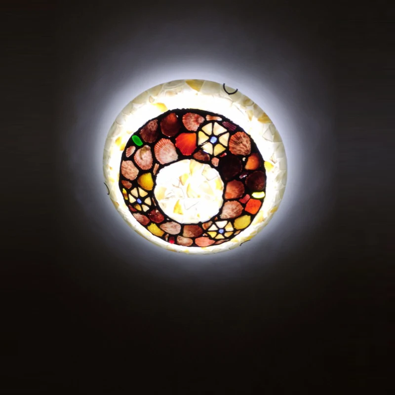 Тиффани Shell лампа для крыльца веранды Кухня Цветной потолок светильник