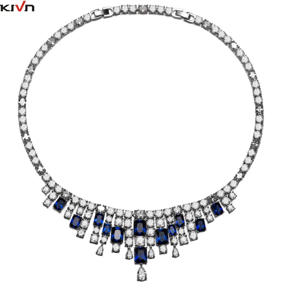 Модные ювелирные изделия KIVN синее сердце кубический цирконий роскошные