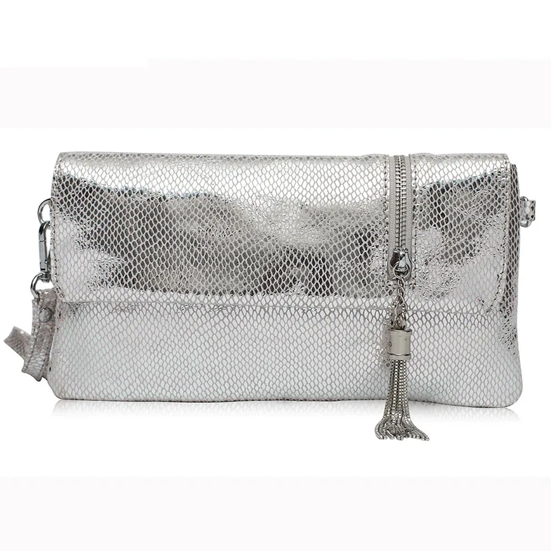Silver ZROM, женские сумки из натуральной кожи, женская сумка-мессенджер, женская сумка, змеиный принт, сумки с верхней ручкой, клатч, сумка на плечо - Цвет: Silver