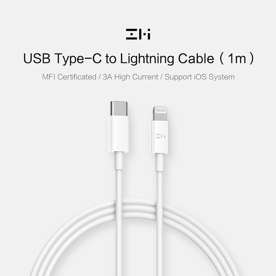 Сертифицированный кабель ZMI AL870 MFI для быстрой зарядки от TYPE-C до L для Apple iOS, кабель Lightning для iPhone+ кабель для передачи данных для iPad, кабель для зарядки