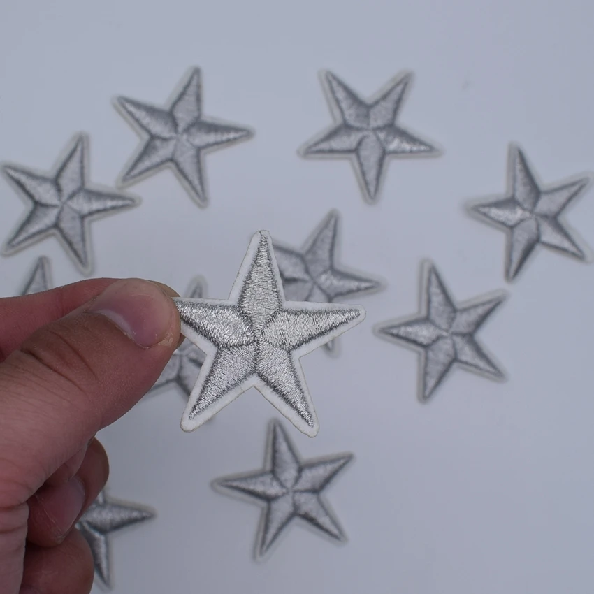 Наклейки с серебряной звездочкой для одежды 10 шт. наклейки изготовления