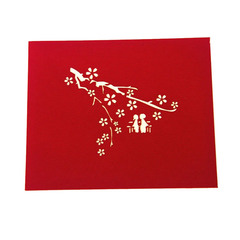 3D всплывающие поздравительные открытки Вишневое дерево Любовь День Святого