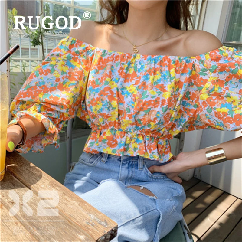 Женская блузка RUGOD винтажная с цветочным принтом 2019|Блузки| |