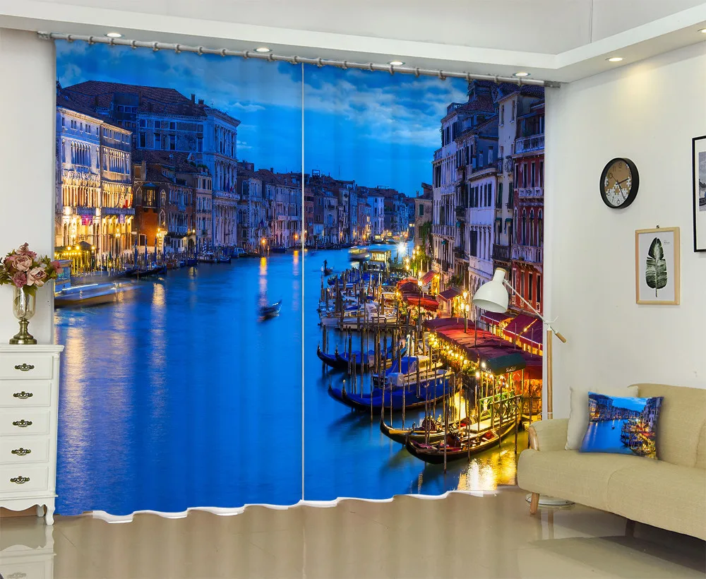 

3D Photo Of Venetian Scenery Window Curtain For Living Room