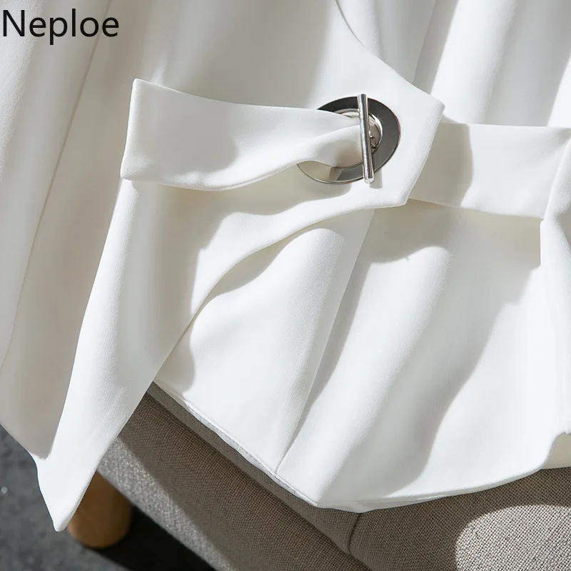 Neploe/женские комплекты из двух предметов, асимметричный воротник, майка без рукавов с поясом+ длинные штаны на пуговицах, модные костюмы 43753