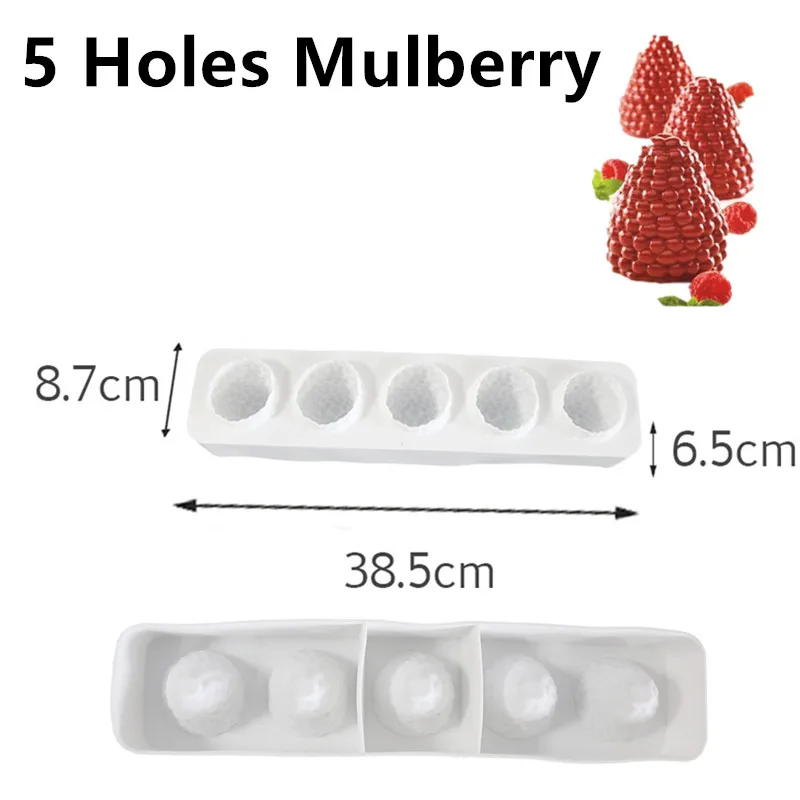 5 Holes Mulberry SHENHONG холодный Летний Фруктовый Торт Форма для выпечки французский десерт художественный мусс силиконовые 3D формы для выпечки кондитерские изделия для дома вечерние свадебные - Цвет: 5 Holes Mulberry