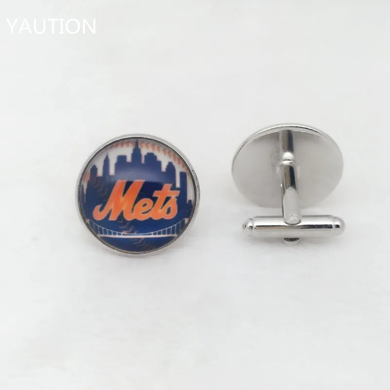 Бейсбол Нью-Йорк Метс Команда новые мужские серебряные запонки для свадеб
