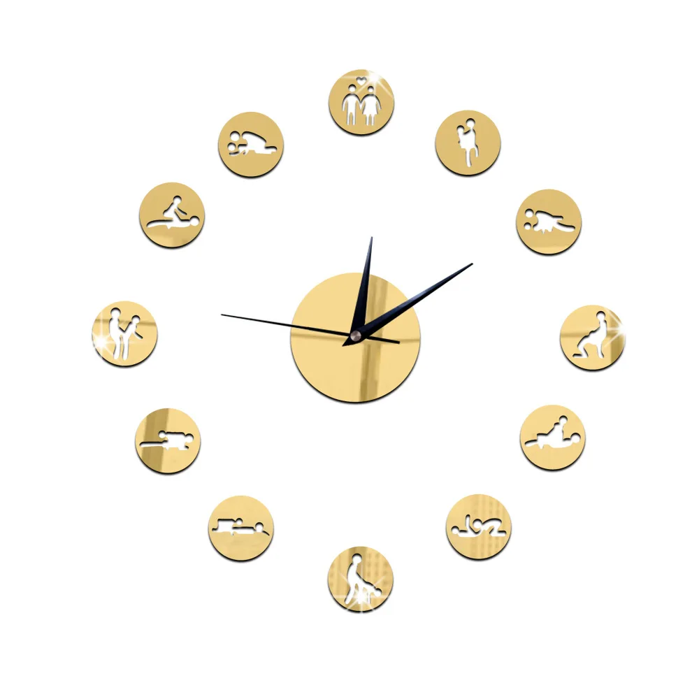 DIY Забавные секс настенные часы для взрослых пар украшения спальни акриловые