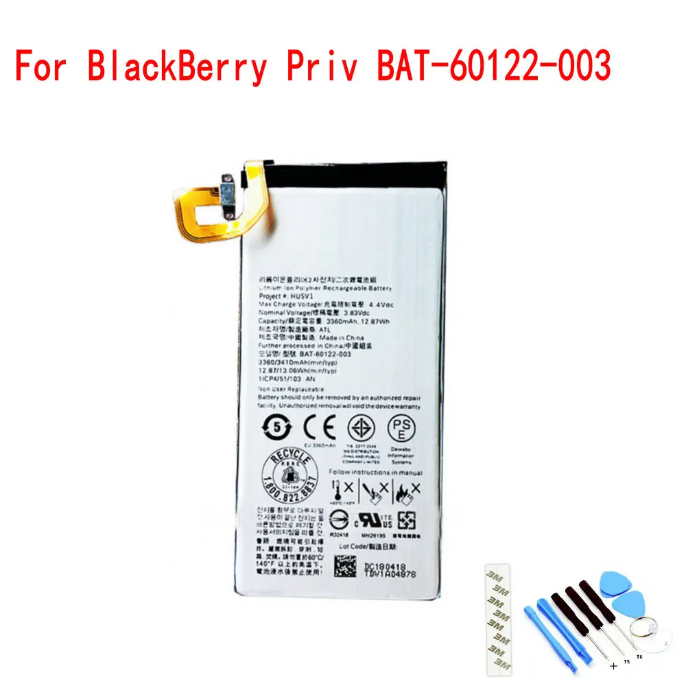 100% Новый оригинальный аккумулятор BAT 60122 003 3 8 V 3360mAh для BlackBerry Priv мобильный
