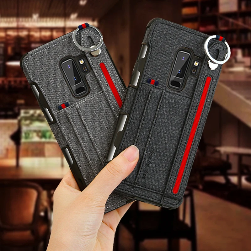 Luxury Cloth Canvas Case For Samsung S8 S9 Plus Note 8 9 Note8 Note9 Phone Card Slot Holder Back Cover S9Plus |