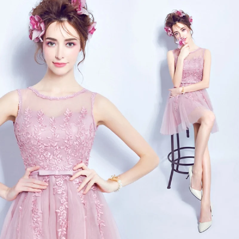 

2018 new stock plus size women pregnant bridesmaid dresses wedding party A line lace tank bow sexy romantic cheap pink dress