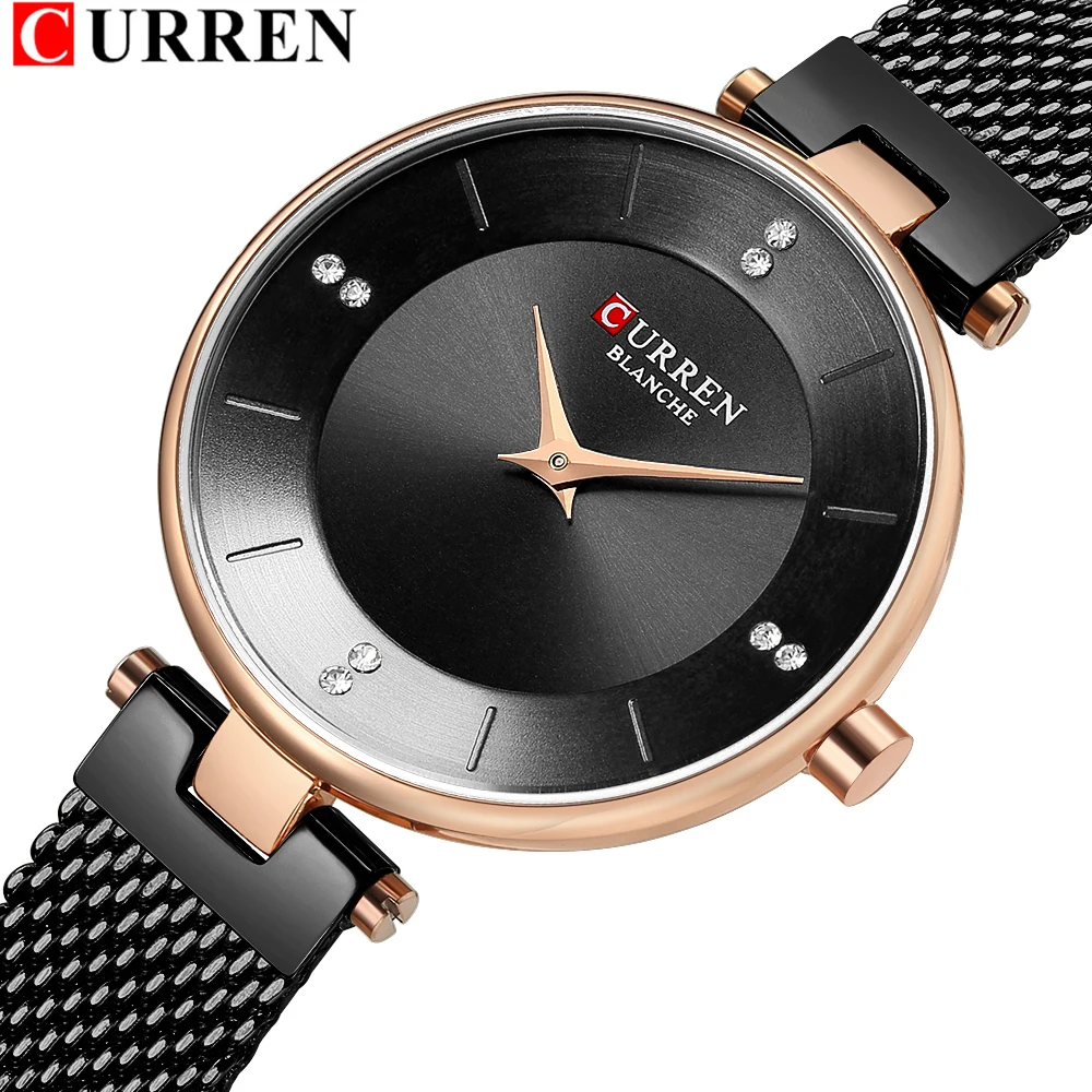 

CURREN Women's Simple Fashion Casual Dress Slim Mesh Quartz Watches Ladies Clocks for Lovers orologio donna