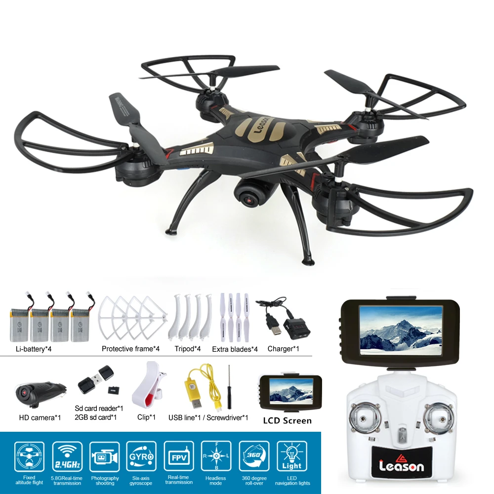 Светящиеся в темноте Мини FPV Мультикоптер Дрон с камерой Live Video 4CH 2.4 ГГц