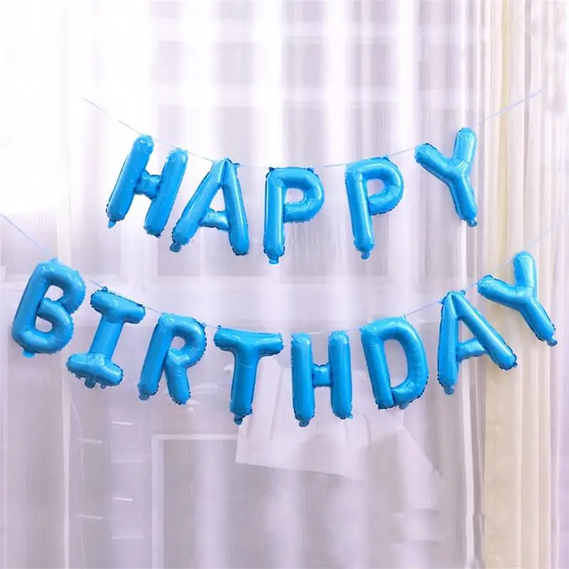 blue 13 шт. 16 дюймов с днем рождения письмо фольга шар Baby Shower вечерние цвета розового золота алфавитный баннер Декор принадлежности для девочек и мальчиков подарки - Цвет: blue