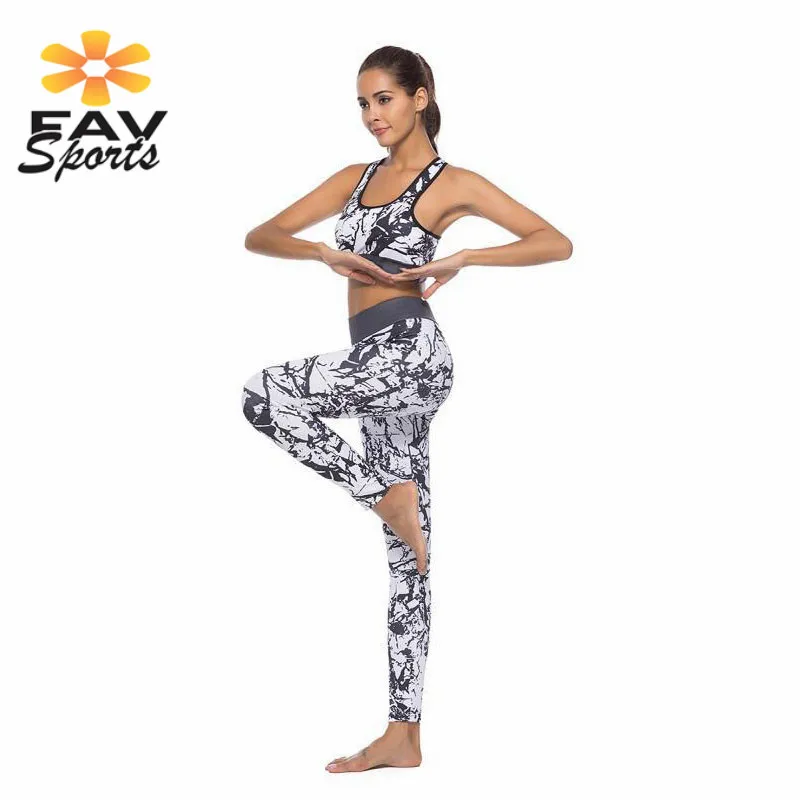 2 шт. Для женщин Беговая футболка футболки + брюки для бега упругой печатные