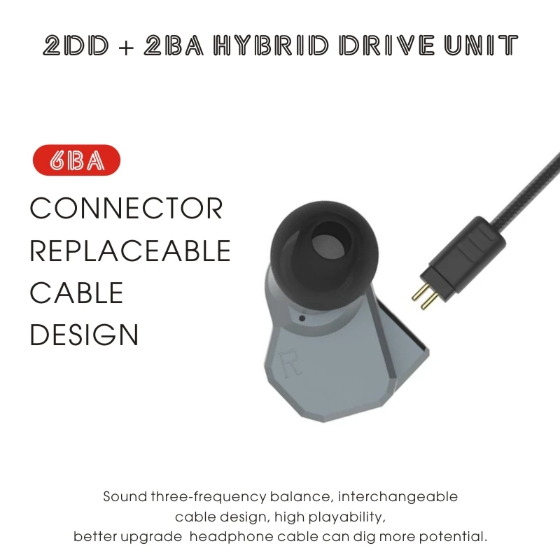 FDBRO 2DD + 2BA гибридные наушники для ушей съемная игровая гарнитура HIFI DJ монитор