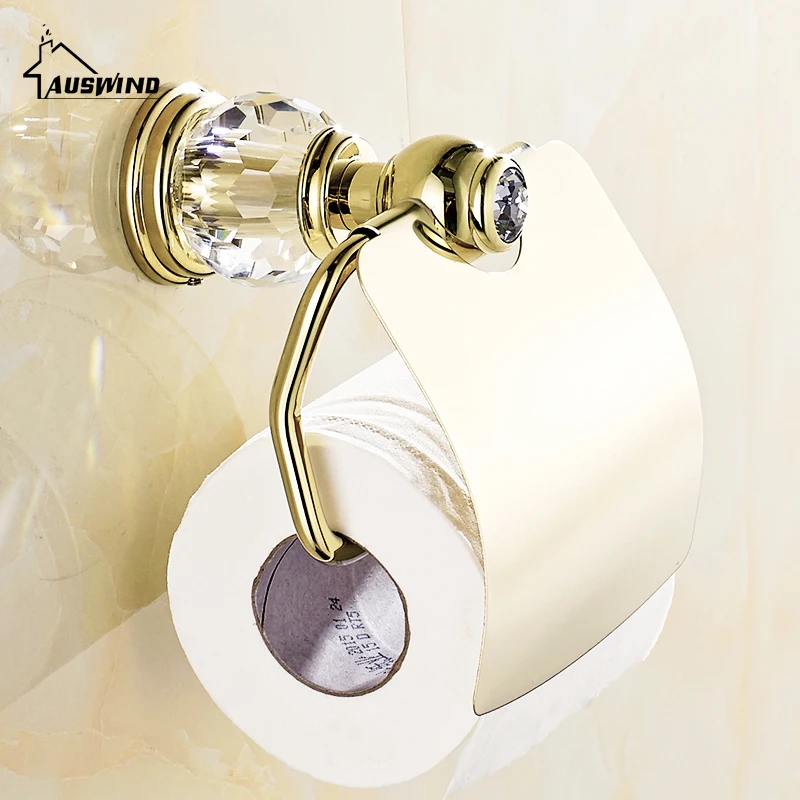 solid brass crystal bathroom accessories set polish finish gold bathroom hardware set europe antique bathroom products st1 free global shipping