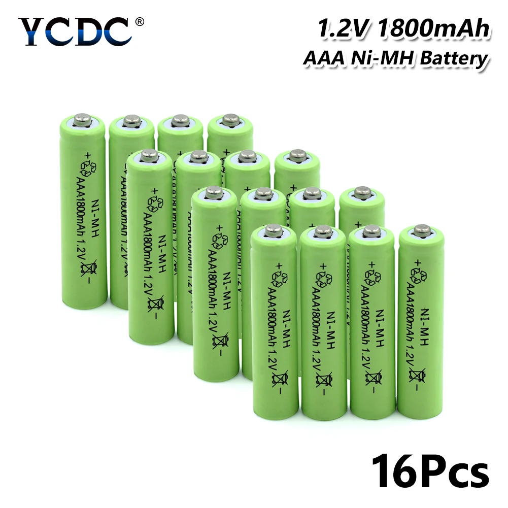 16 Pcs 4 шт. Ni-MH AAA аккумулятор 1800 мАч 1,2 в перезаряжаемая сотовая Бритва 4 шт. MP3 часы фонарик циклы для дистанционного управления игрушки камеры - Цвет: 16 Pcs