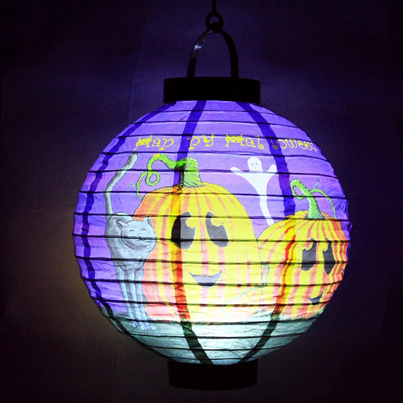 Хэллоуин вечерние украшения ручной Фонари тыква Паук ведьма битой светодиодный
