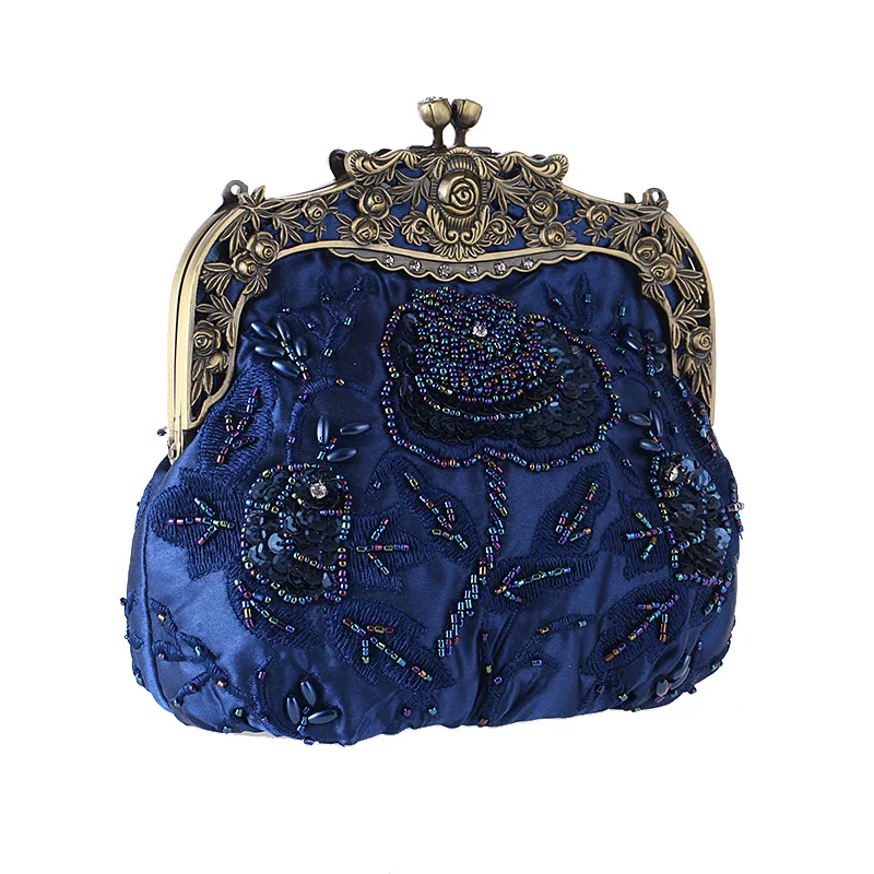 

Shiny Sequined Woman Evening Bag Luxurious Clutch Handbag Wallet Retro Old Shanghai Style with Cheongsam Solid Beading Hobos Bag