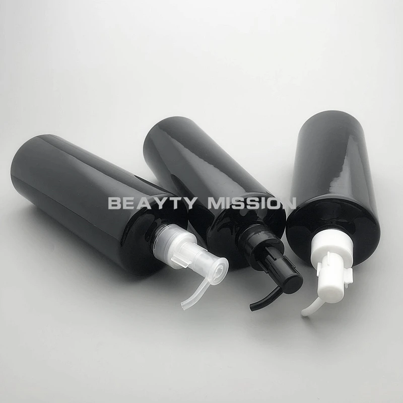 Beauty Mission 12 шт./лот 500 мл черная ПЭТ бутылка насос эфирного масла пустые очищающие