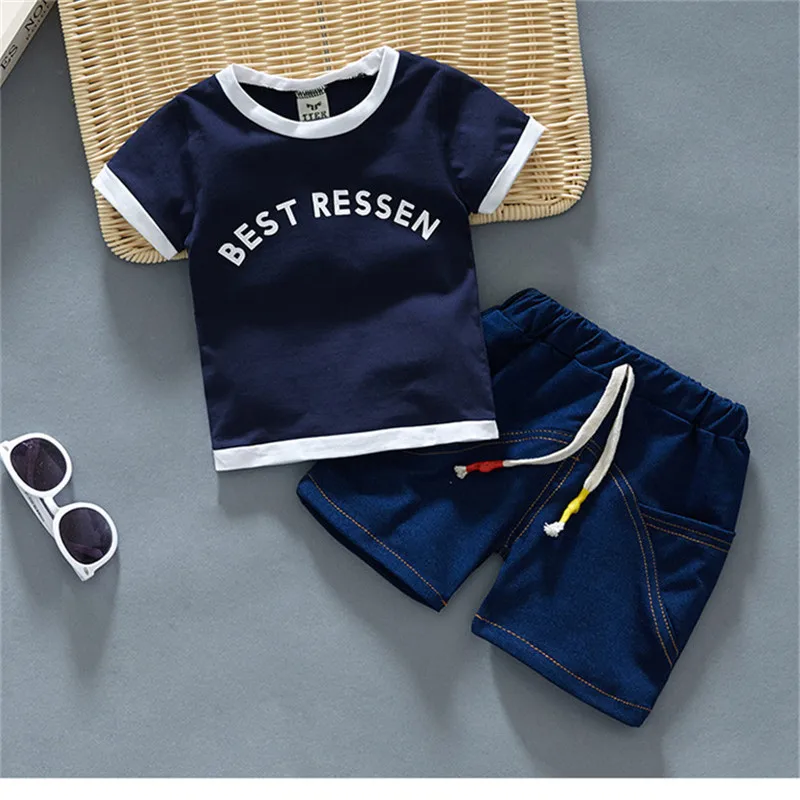 BibiCola baby boys clothing set summer infant children clothes letter t-shirt+shorts outfits casual toddler boy tracksuit |