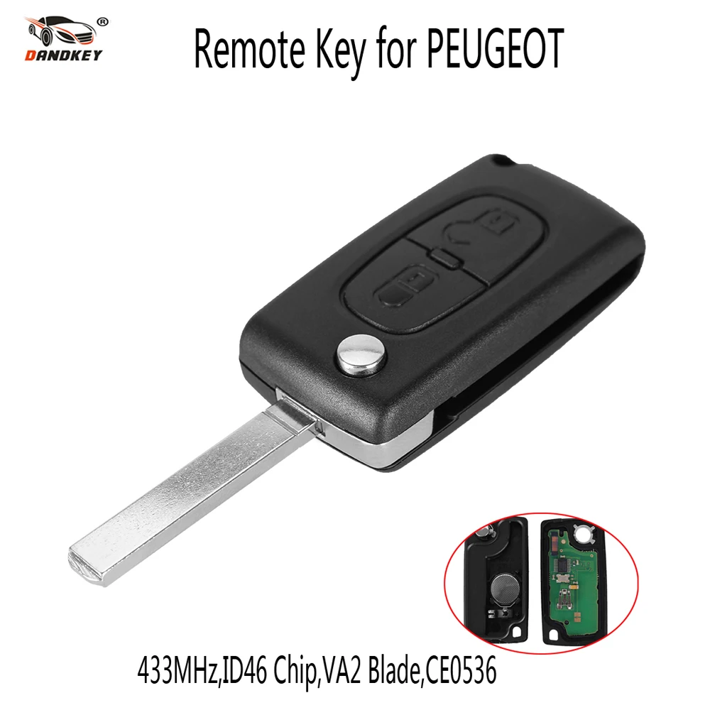 DANDKEY 433 МГц 2 кнопки Автомобильный Дистанционный чехол для ключей Fob замена чипа ID46