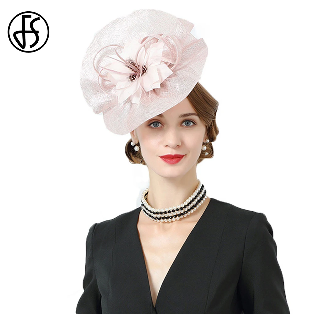 Женская льняная шляпка FS с большими цветами в Королевском Стиле для церкви и