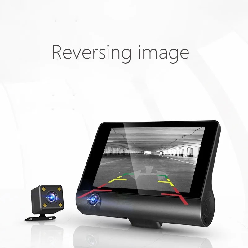 4 дюймов Full HD 1080p Dash Cam камера заднего вида три объектива Автомобильный dvr